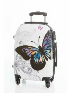 Maleta Mediana Mariposas Blanca